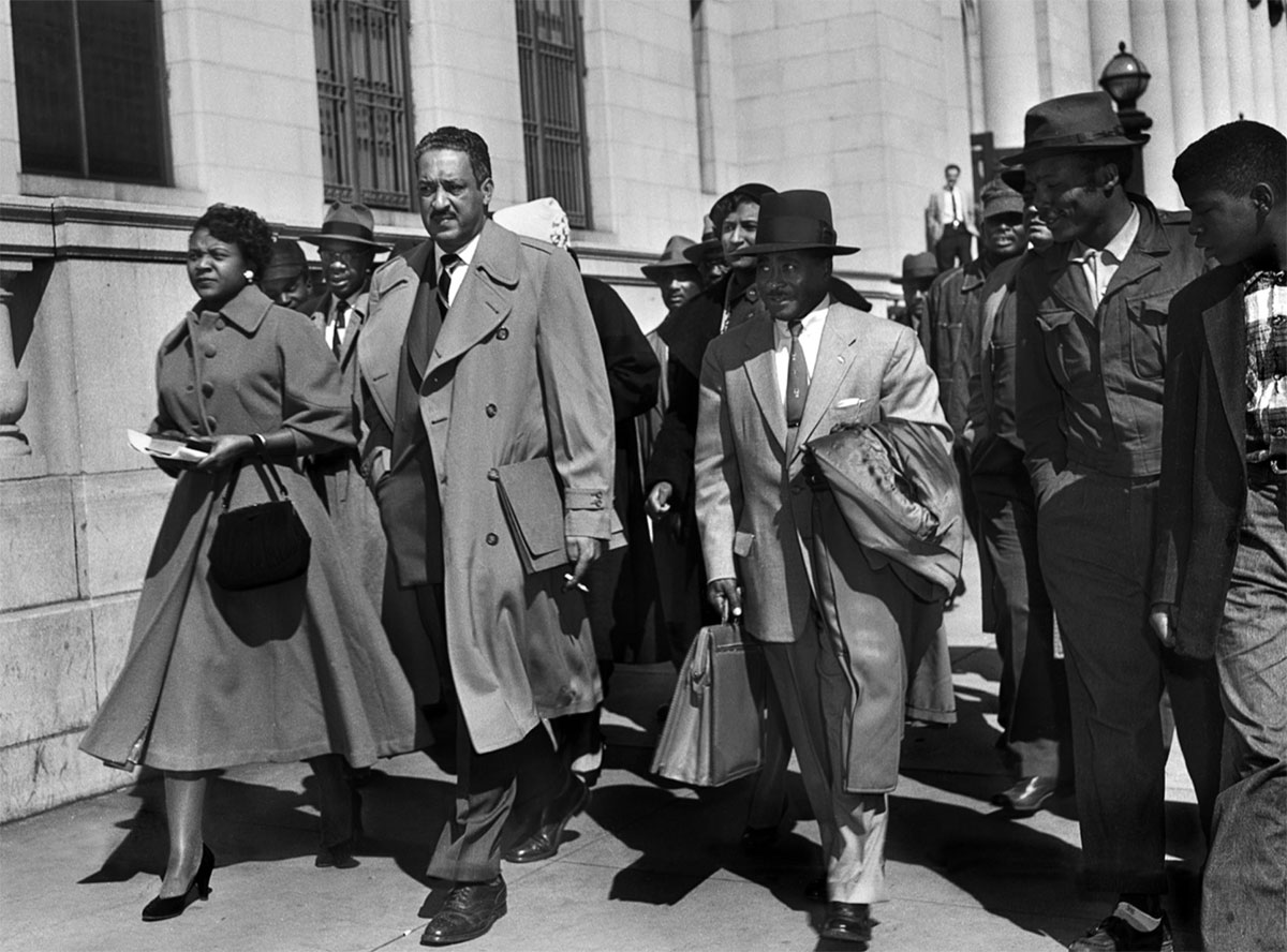 The Johnsons hired civil rights attorney Arthur Davis Shores in 1946 to litigate their case against the City of Huntsville. Shores was a prominent civil rights attorney. Here, Shores is seen with Ms. Arthurine Lucy and future Supreme Court Justice Thurgood Marshall in the 1952 case to admit Ms. Lucy to the University of Alabama.